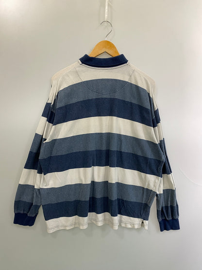【中古品】【メンズ】 ASH CREEK アッシュ クリーク LS BORDER POLO SHIRT 長袖 ボーダー ポロシャツ トップス 146-260626-jt-14-min サイズ：L カラー：ブルー系 万代Net店