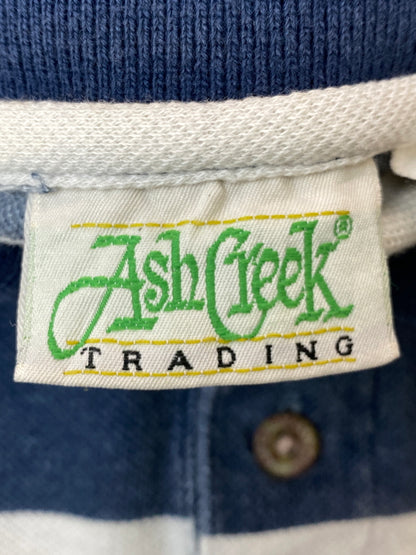 【中古品】【メンズ】 ASH CREEK アッシュ クリーク LS BORDER POLO SHIRT 長袖 ボーダー ポロシャツ トップス 146-260626-jt-14-min サイズ：L カラー：ブルー系 万代Net店
