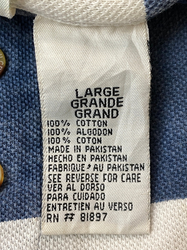 【中古品】【メンズ】 ASH CREEK アッシュ クリーク LS BORDER POLO SHIRT 長袖 ボーダー ポロシャツ トップス 146-260626-jt-14-min サイズ：L カラー：ブルー系 万代Net店