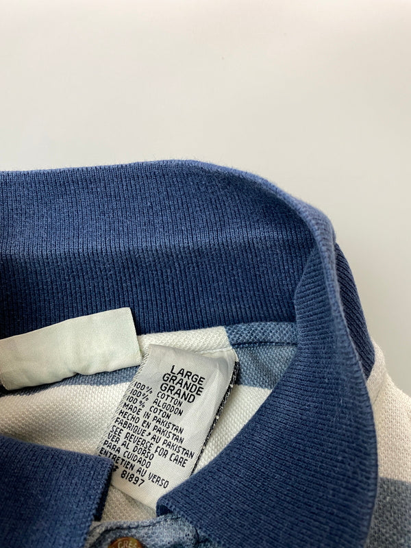 【中古品】【メンズ】 ASH CREEK アッシュ クリーク LS BORDER POLO SHIRT 長袖 ボーダー ポロシャツ トップス 146-260626-jt-14-min サイズ：L カラー：ブルー系 万代Net店