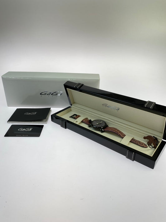 【中古品】【メンズ】 GAGA MILANO ガガミラノ マヌアーレ40 クオーツ 腕時計 メンズ ウォッチ 197-260318-em-25-min カラー：ブラック系 万代Net店