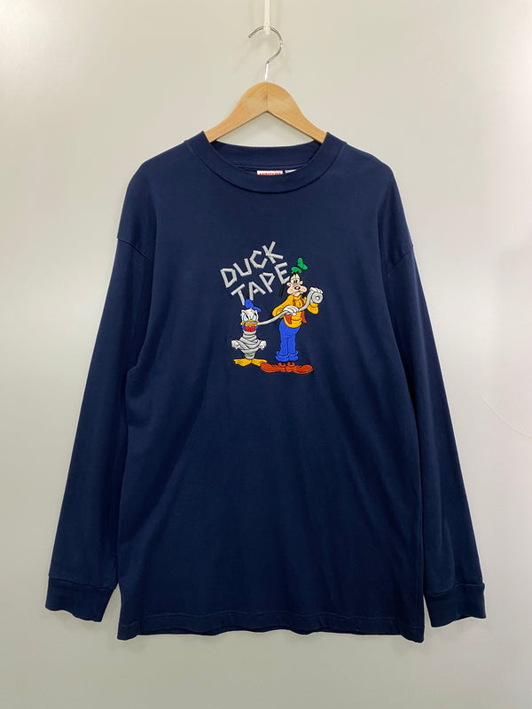 【中古品】【メンズ】 DISNEY ディズニー 90's DUCK TAPE L/S TEE 90年代 ロングスリーブTシャツ 長袖Tシャツ トップス 146-260715-yn-29-min サイズ：L カラー：ネイビー 万代Net店