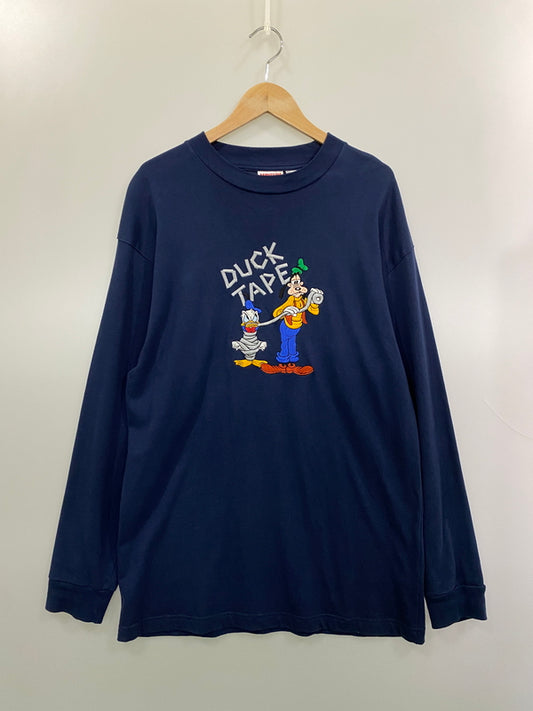【中古品】【メンズ】 DISNEY ディズニー 90's DUCK TAPE L/S TEE 90年代 ロングスリーブTシャツ 長袖Tシャツ トップス 146-260715-yn-29-min サイズ：L カラー：ネイビー 万代Net店