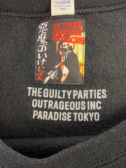 【中古品】【メンズ】 WACKO MARIA ワコマリア THE TEXAS CHAINSAW MASSACRE SWEAT SHIRT テキサス チェーンソー マサカー スウェットシャツ メンズ 長袖 トレーナー トップス 142-260311-em-26-min サイズ：L カラー：ブラック 万代Net店
