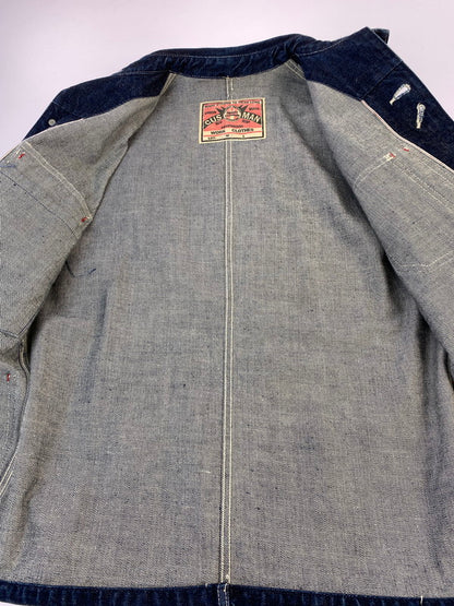 【中古品】【メンズ】 CUSHMAN クッシュマン DENIM COVERALL 21901 デニム カバーオール メンズ アウター ジャケット 145-260311-em-34-min サイズ：L カラー：インディゴブルー 万代Net店