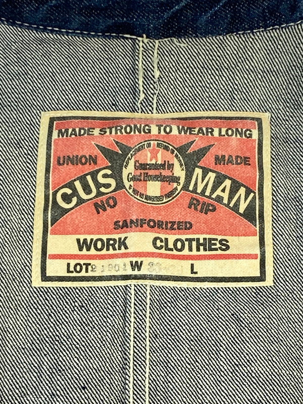 【中古品】【メンズ】 CUSHMAN クッシュマン DENIM COVERALL 21901 デニム カバーオール メンズ アウター ジャケット 145-260311-em-34-min サイズ：L カラー：インディゴブルー 万代Net店