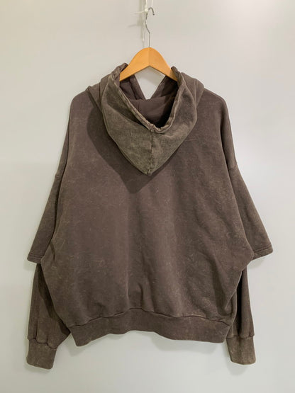【中古品】【メンズ】 INTODUSK イントゥダスク LAYERED HOODIE レイヤードフーディー パーカー トップス 140-260312-SH-12-min サイズ：M カラー：ブラウンミスト 万代Net店