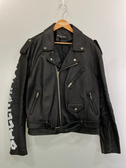 【中古品】【メンズ】 BALENCIAGA バレンシアガ AINT BIKET JACKET 18SS 485711 TWH15 ペインテッドバイカージャケット アウター 141-260313-yn-25-min サイズ：44 カラー：ブラック 万代Net店