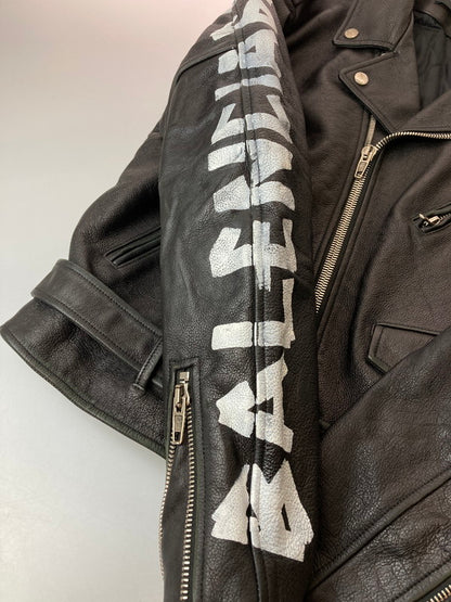 【中古品】【メンズ】 BALENCIAGA バレンシアガ AINT BIKET JACKET 18SS 485711 TWH15 ペインテッドバイカージャケット アウター 141-260313-yn-25-min サイズ：44 カラー：ブラック 万代Net店