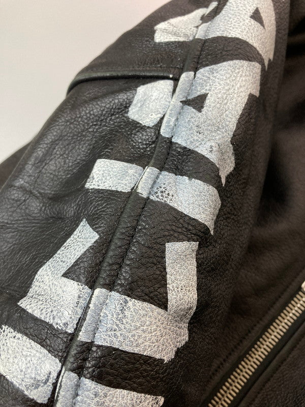 【中古品】【メンズ】 BALENCIAGA バレンシアガ AINT BIKET JACKET 18SS 485711 TWH15 ペインテッドバイカージャケット アウター 141-260313-yn-25-min サイズ：44 カラー：ブラック 万代Net店