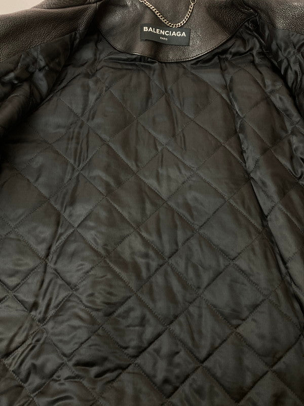 【中古品】【メンズ】 BALENCIAGA バレンシアガ AINT BIKET JACKET 18SS 485711 TWH15 ペインテッドバイカージャケット アウター 141-260313-yn-25-min サイズ：44 カラー：ブラック 万代Net店