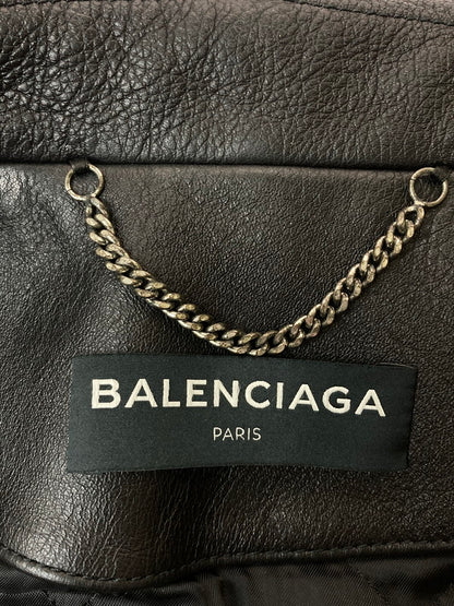 【中古品】【メンズ】 BALENCIAGA バレンシアガ AINT BIKET JACKET 18SS 485711 TWH15 ペインテッドバイカージャケット アウター 141-260313-yn-25-min サイズ：44 カラー：ブラック 万代Net店