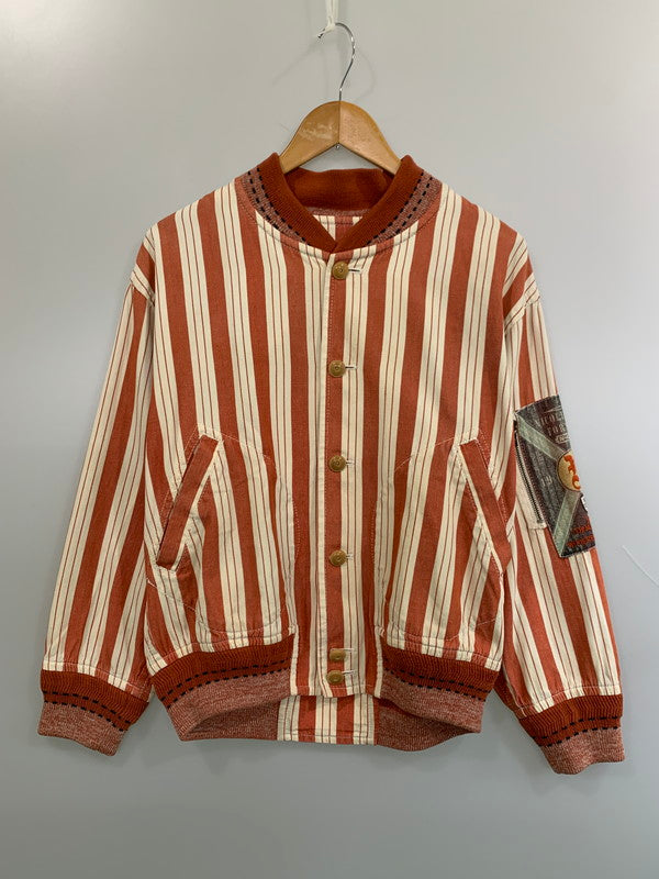 【中古品】【メンズ】 NICOLE CLUB ニコル クラブ ストライプジャケット メンズ アウター 140-260703-hu-35-min サイズ：タグ印字消えのため不明 カラー：オレンジ系/クリーム（ストライプ） 万代Net店