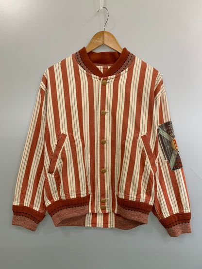【中古品】【メンズ】 NICOLE CLUB ニコル クラブ ストライプジャケット メンズ アウター 140-260703-hu-35-min サイズ：タグ印字消えのため不明 カラー：オレンジ系/クリーム（ストライプ） 万代Net店