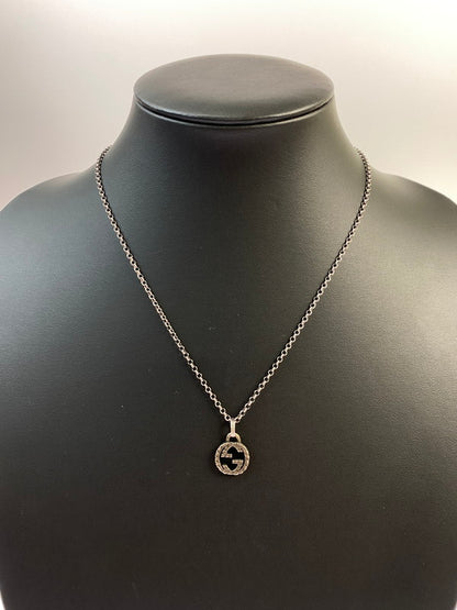 【中古品】【メンズ/レディース】 GUCCI グッチ NECKLACE インターロッキングGネックレス アクセサリー 182-260316-yn-24-min カラー：シルバー 万代Net店