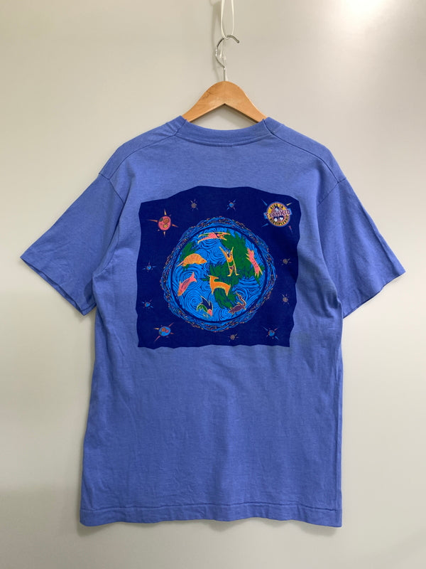 【中古品】【メンズ】 USED ユーズド 90S GOD AND ME PRINT TEE BLUE 90年代 プリント 半袖Tシャツ メンズ トップス ヴィンテージ 146-260723-em-45-min サイズ：M カラー：ブルー 万代Net店