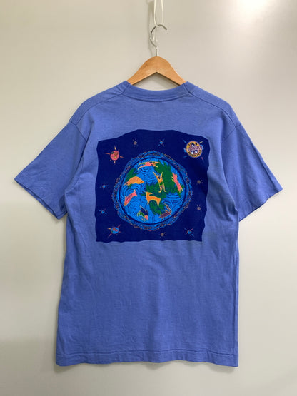【中古品】【メンズ】 USED ユーズド 90S GOD AND ME PRINT TEE BLUE 90年代 プリント 半袖Tシャツ メンズ トップス ヴィンテージ 146-260723-em-45-min サイズ：M カラー：ブルー 万代Net店