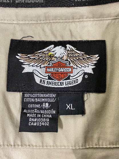 【中古品】【メンズ】 HARLEY DAVIDSON ハーレーダビッドソン INITIAL S/S SHIRT イニシャル ショートスリーブシャツ 半袖シャツ トップス 145-260709-yn-06-min サイズ：XL カラー：ブラック 万代Net店