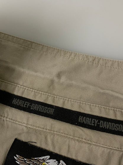 【中古品】【メンズ】 HARLEY DAVIDSON ハーレーダビッドソン INITIAL S/S SHIRT イニシャル ショートスリーブシャツ 半袖シャツ トップス 145-260709-yn-06-min サイズ：XL カラー：ブラック 万代Net店