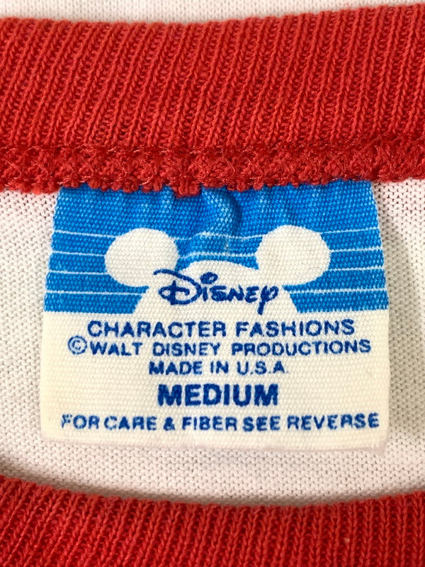 【中古品】【メンズ】 DISNEY 80's WALT DISNEY WORLD RAGLAN T-SHIRT 80年代 ウォルトディズニーワールド ラグランＴシャツ トップス 146-260316-yn-07-min サイズ：M カラー：レッド/ホワイト 万代Net店