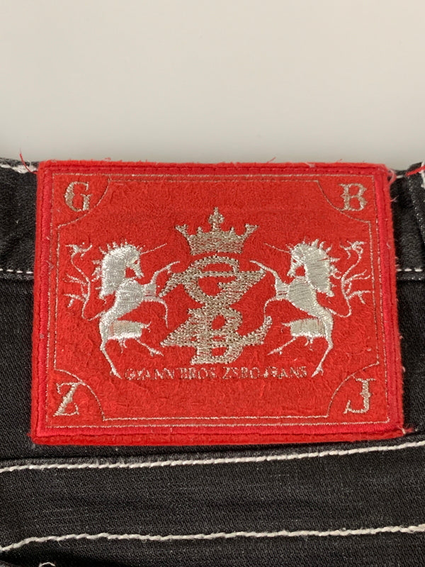 【中古品】【メンズ】 GYANN BROS.ZERO ROAD RUNNER ギャンブローズゼロ ロードランナー コラボ 刺繍 デニムパンツ メンズ ボトムス 156-260704-hu-11-min サイズ：85 カラー：ブラック 万代Net店