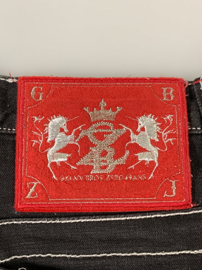 【中古品】【メンズ】 GYANN BROS.ZERO ROAD RUNNER ギャンブローズゼロ ロードランナー コラボ 刺繍 デニムパンツ メンズ ボトムス 156-260704-hu-11-min サイズ：85 カラー：ブラック 万代Net店