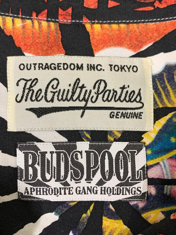 【中古品】【メンズ】 WACKO MARIA × BUDSPOOL HAWAIIAN SHIRT ワコマリア バッズプール ハワイアンシャツ 半袖シャツ トップス 142-260316-yn-09-min サイズ：L カラー：マルチカラー 万代Net店