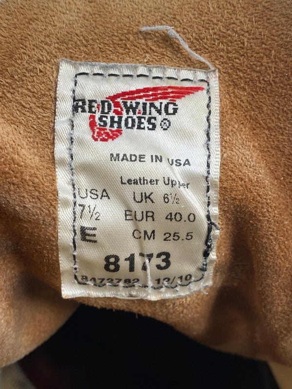 【中古品】【メンズ】 RED WING レッドウィング 6INCH CLASSIC MOC TOE 8173 6インチ クラシック モック トゥ ブーツ 靴 メンズ ラフアウト 164-260318-em-14-min サイズ：25.5cm カラー：ベージュ 万代Net店