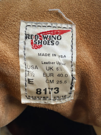 【中古品】【メンズ】 RED WING レッドウィング 6INCH CLASSIC MOC TOE 8173 6インチ クラシック モック トゥ ブーツ 靴 メンズ ラフアウト 164-260318-em-14-min サイズ：25.5cm カラー：ベージュ 万代Net店