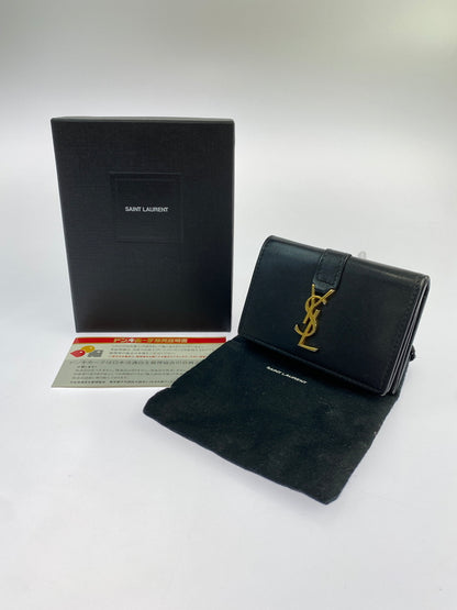 【中古品】【レディース】 SAINT LAURENT サンローラン BRS459880 レザー コンパクトウォレット 三つ折り財布 181-260611-yn-14-min カラー：ブラック 万代Net店