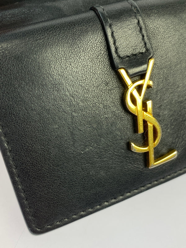 【中古品】【レディース】 SAINT LAURENT サンローラン BRS459880 レザー コンパクトウォレット 三つ折り財布 181-260611-yn-14-min カラー：ブラック 万代Net店