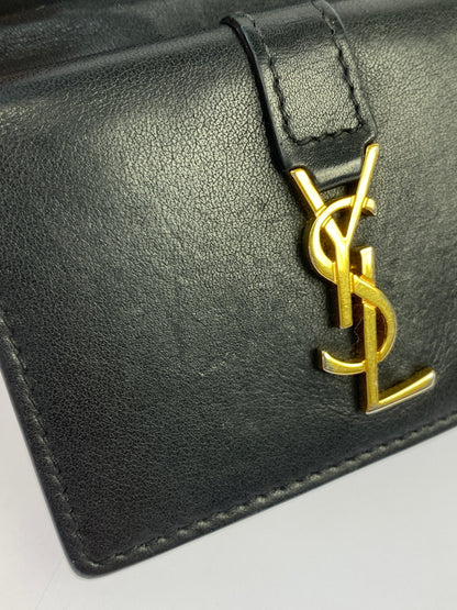 【中古品】【レディース】 SAINT LAURENT サンローラン BRS459880 レザー コンパクトウォレット 三つ折り財布 181-260611-yn-14-min カラー：ブラック 万代Net店