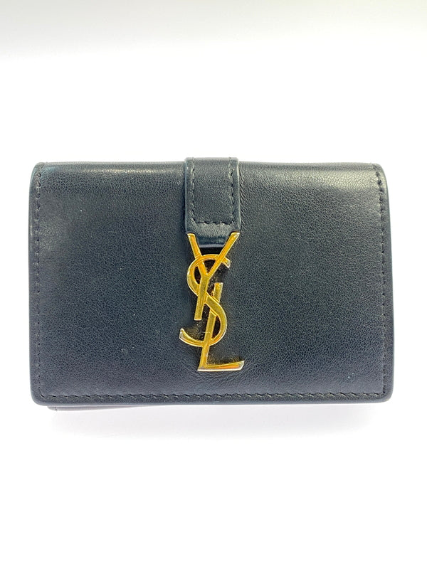 【中古品】【レディース】 SAINT LAURENT サンローラン BRS459880 レザー コンパクトウォレット 三つ折り財布 181-260611-yn-14-min カラー：ブラック 万代Net店