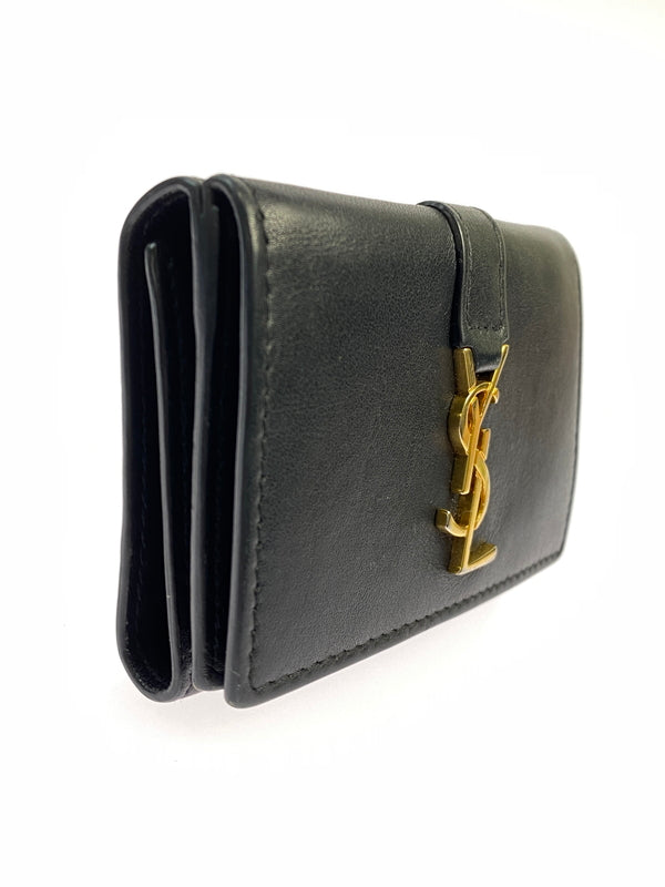 【中古品】【レディース】 SAINT LAURENT サンローラン BRS459880 レザー コンパクトウォレット 三つ折り財布 181-260611-yn-14-min カラー：ブラック 万代Net店