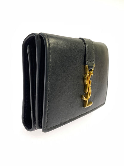 【中古品】【レディース】 SAINT LAURENT サンローラン BRS459880 レザー コンパクトウォレット 三つ折り財布 181-260611-yn-14-min カラー：ブラック 万代Net店