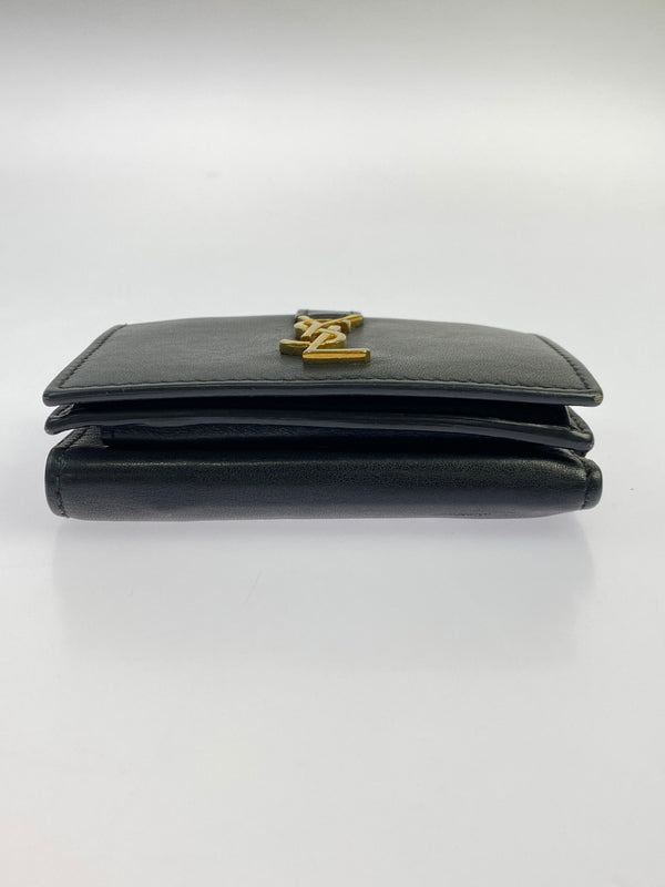 【中古品】【レディース】 SAINT LAURENT サンローラン BRS459880 レザー コンパクトウォレット 三つ折り財布 181-260611-yn-14-min カラー：ブラック 万代Net店