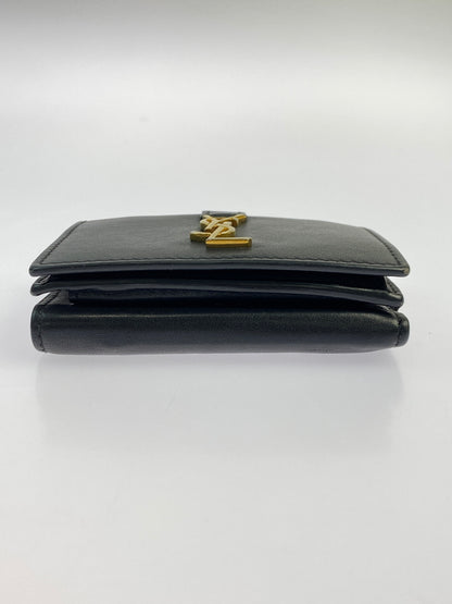 【中古品】【レディース】 SAINT LAURENT サンローラン BRS459880 レザー コンパクトウォレット 三つ折り財布 181-260611-yn-14-min カラー：ブラック 万代Net店