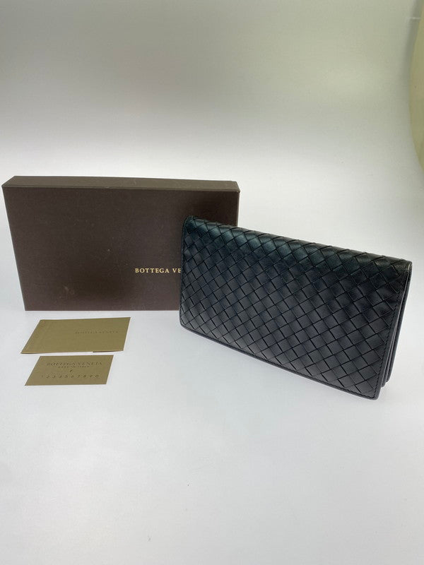 【中古品】【メンズ/レディース】 BOTTEGAVENETA ボッテガヴェネタ イントレチャート 長財布 ロング ウォレット メンズ レディース 181-260403-em-53-min カラー：ブラック 万代Net店