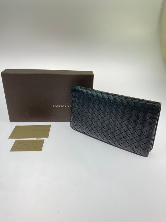【中古品】【メンズ/レディース】 BOTTEGAVENETA ボッテガヴェネタ イントレチャート 長財布 ロング ウォレット メンズ レディース 181-260403-em-53-min カラー：ブラック 万代Net店