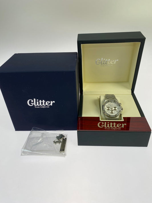 【中古品】【メンズ】 GLITTER グリッター ICED DIAL CALIFORNIA WATCH 腕時計 197-260321-zi-11-min カラー：シルバー 万代Net店