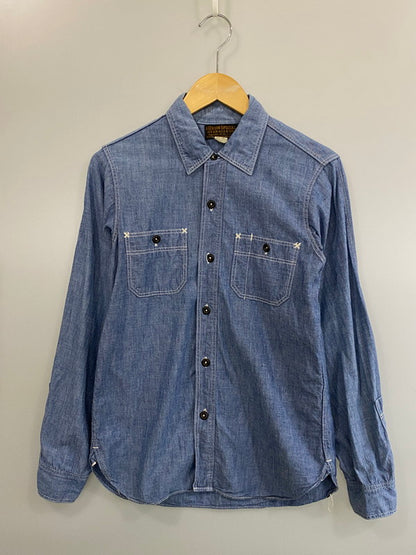 【中古品】【メンズ】 FREEWHEELERS フリーホイーラーズ WORK SHIRT ワークシャツ メンズ 長袖 ロングスリーブ 145-260717-hu-44-min サイズ：14 カラー：ブルー系 万代Net店
