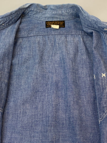 【中古品】【メンズ】 FREEWHEELERS フリーホイーラーズ WORK SHIRT ワークシャツ メンズ 長袖 ロングスリーブ 145-260717-hu-44-min サイズ：14 カラー：ブルー系 万代Net店