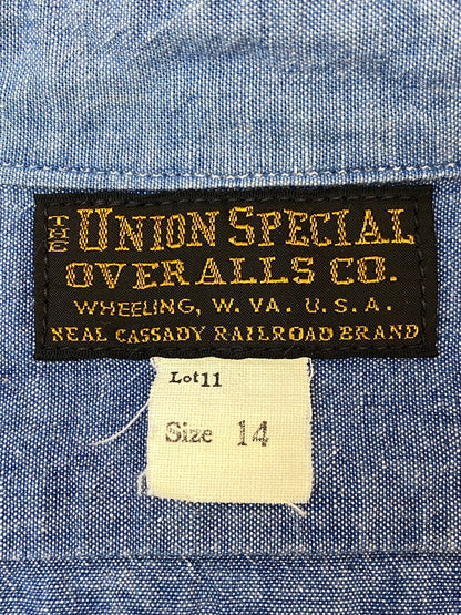 【中古品】【メンズ】 FREEWHEELERS フリーホイーラーズ WORK SHIRT ワークシャツ メンズ 長袖 ロングスリーブ 145-260717-hu-44-min サイズ：14 カラー：ブルー系 万代Net店