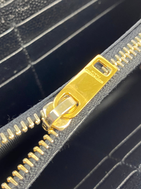 【中古品】【レディース】 YVES SAINT LAURENT サンローラン LARGE FLAP WALLET 372264BOW01 ラージフラップウォレット 長財布 181-260611-yn-15-min カラー：ブラック 万代Net店
