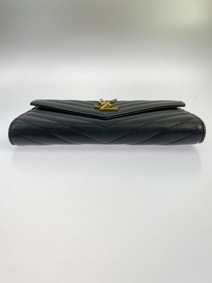【中古品】【レディース】 YVES SAINT LAURENT サンローラン LARGE FLAP WALLET 372264BOW01 ラージフラップウォレット 長財布 181-260611-yn-15-min カラー：ブラック 万代Net店
