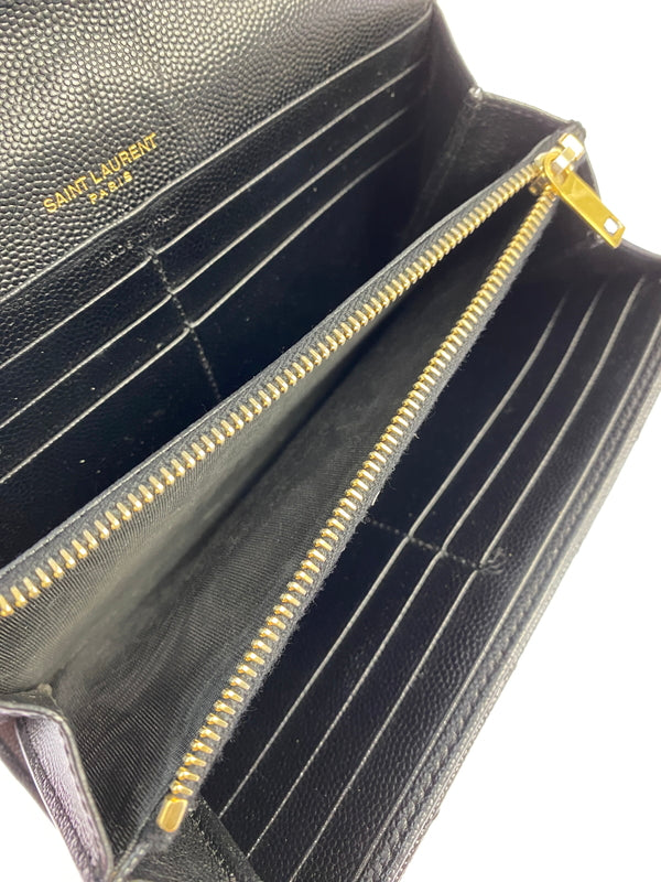 【中古品】【レディース】 YVES SAINT LAURENT サンローラン LARGE FLAP WALLET 372264BOW01 ラージフラップウォレット 長財布 181-260611-yn-15-min カラー：ブラック 万代Net店