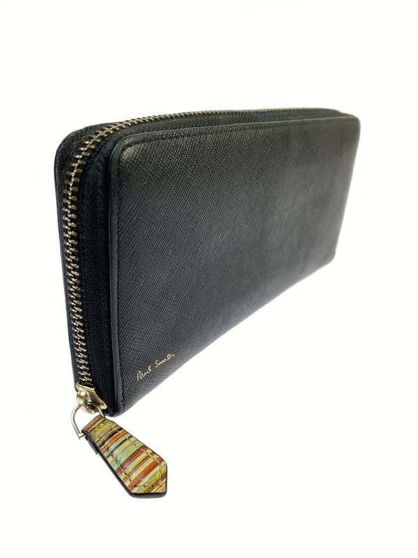 【中古品】【メンズ】 PAUL SMITH ポールスミス ROUND ZIP LONG WALLET ラウンドジップロングウォレット 長財布 201-260806-yn-26-min カラー：ブラック 万代Net店