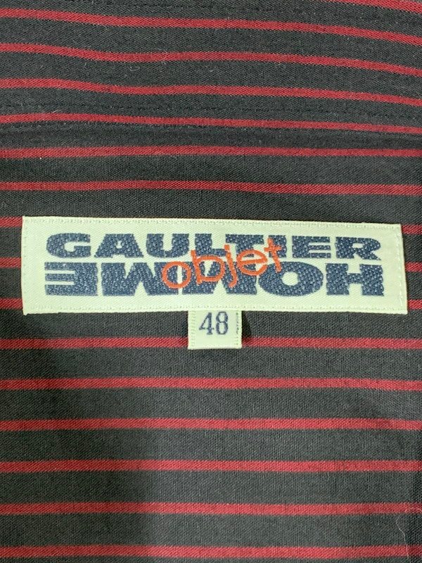 【中古品】【メンズ】 GAULTIER HOMME OBJET ジャンポール ゴルチエ オム オブジェ STRIPE SHIRT ストライプシャツ メンズ トップス ボタンダウンシャツ 141-260322-em-14-min サイズ：48 カラー：ブラック/レッド（ストライプ） 万代Net店