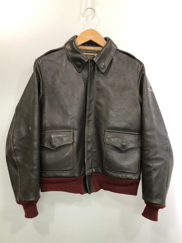 【現状渡し品】【メンズ】 Buzz Rickson's バズリクソンズ TYPE A-2 FLIGHT JACKET M83086 フライト ジャケット メンズ アウター レザー 赤リブ 145-260324-em-10-min サイズ：38 カラー：チャコール 万代Net店