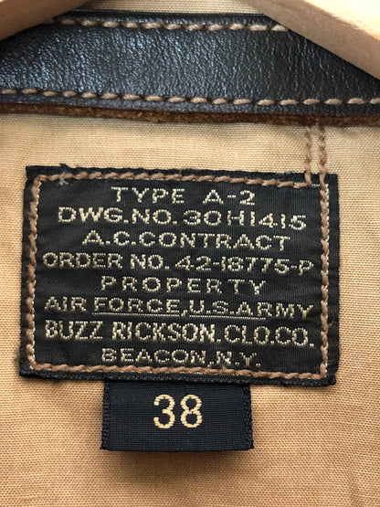 【現状渡し品】【メンズ】 Buzz Rickson's バズリクソンズ TYPE A-2 FLIGHT JACKET M83086 フライト ジャケット メンズ アウター レザー 赤リブ 145-260324-em-10-min サイズ：38 カラー：チャコール 万代Net店